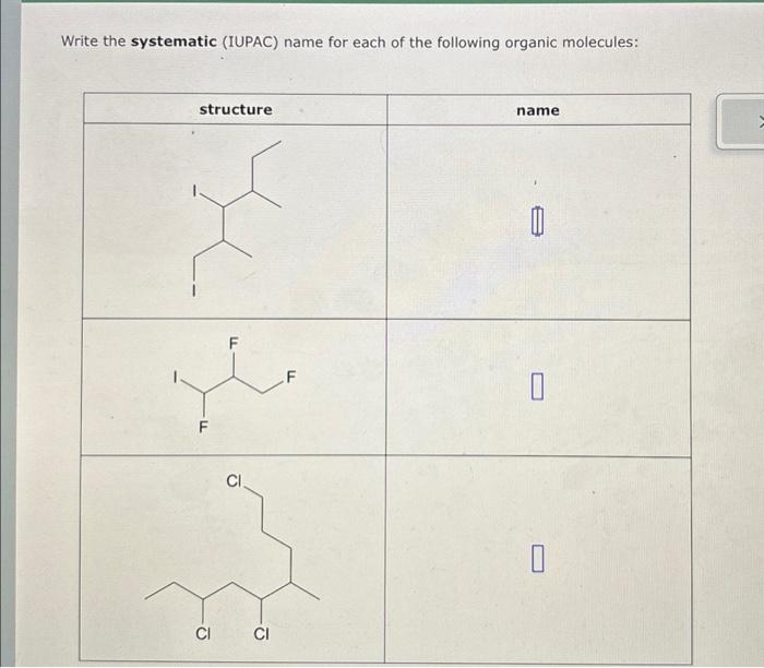 Solved Write the systematic (IUPAC) name for each of the | Chegg.com