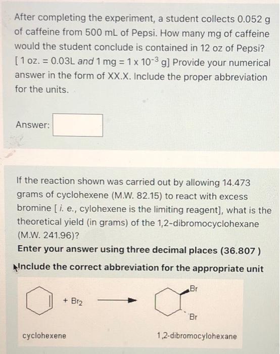 Solved After Completing The Experiment, A Student Collects | Chegg.com