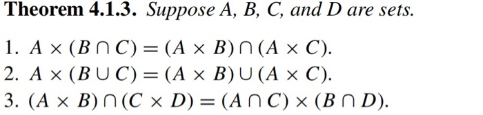 Solved Theorem 4.1.3. Suppose A, B, C, And D Are Sets. 1. A | Chegg.com