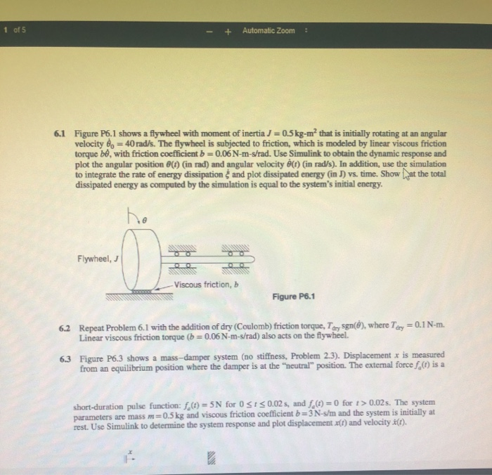 Solved 1 Of 5 Automatic Zoom 6 1 Figure P6 1 Shows A Fl Chegg Com