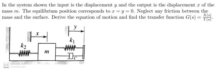 Solved In the system shown the input is the displacement y | Chegg.com