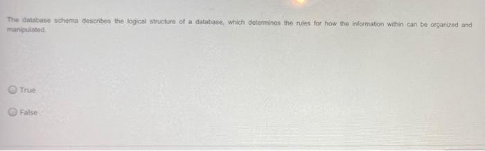 Solved The database schema describes the logical structure | Chegg.com
