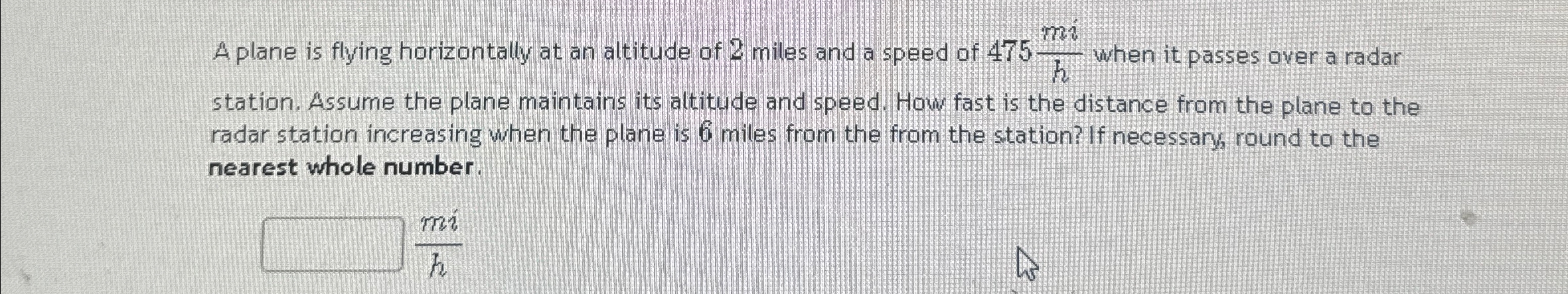 Solved A plane is flying horizontally at an altitude of 2 | Chegg.com