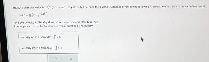 Solved Suppose that the velocity v(t) (in m/s) of a sky | Chegg.com