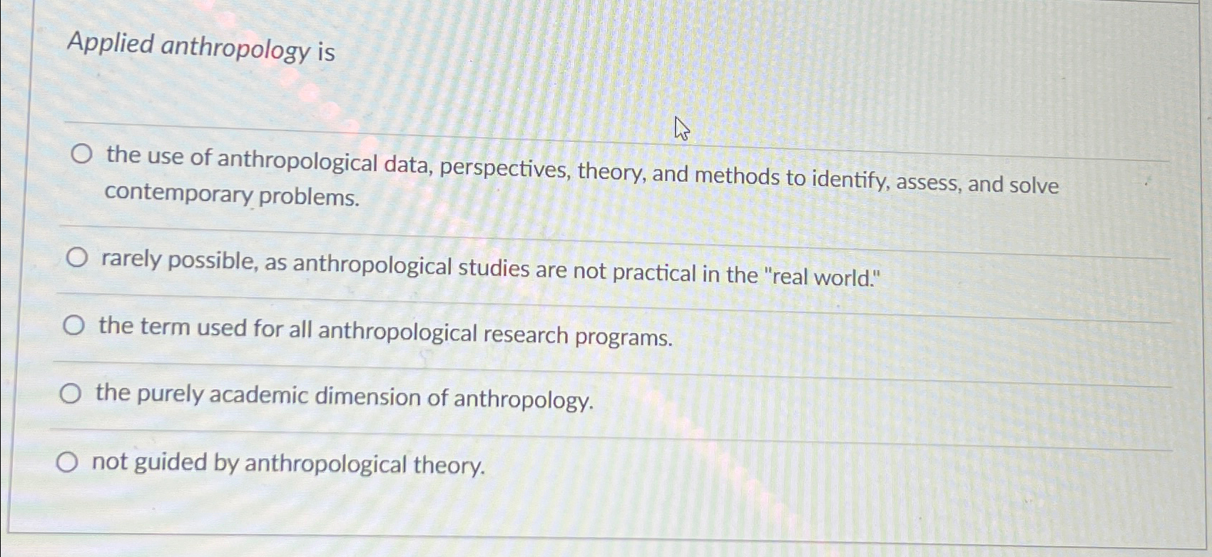 Solved Applied anthropology isthe use of anthropological | Chegg.com
