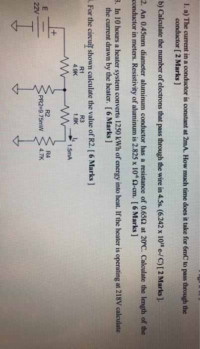 Solved 1. a) The current in a conductor is constant at 2mA. | Chegg.com