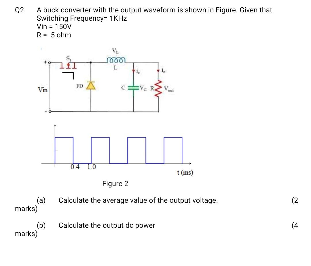 Solved 2. A buck converter with the output waveform is shown | Chegg.com