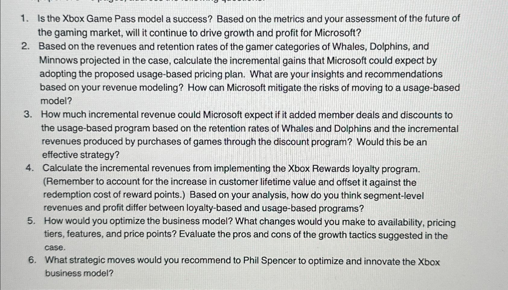 Solved Is the Xbox Game Pass model a success? Based on the | Chegg.com