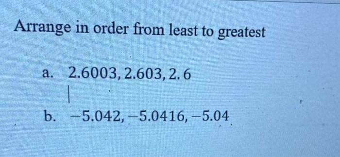 Solved Arrange in order from least to greatest a. | Chegg.com