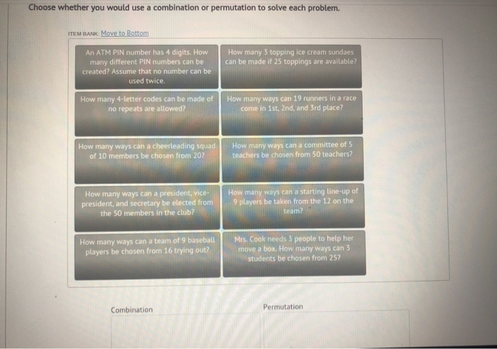 Solved Choose Whether You Would Use A Combination Or Chegg Solved Choose Whether You Would Use A Combination Or Chegg