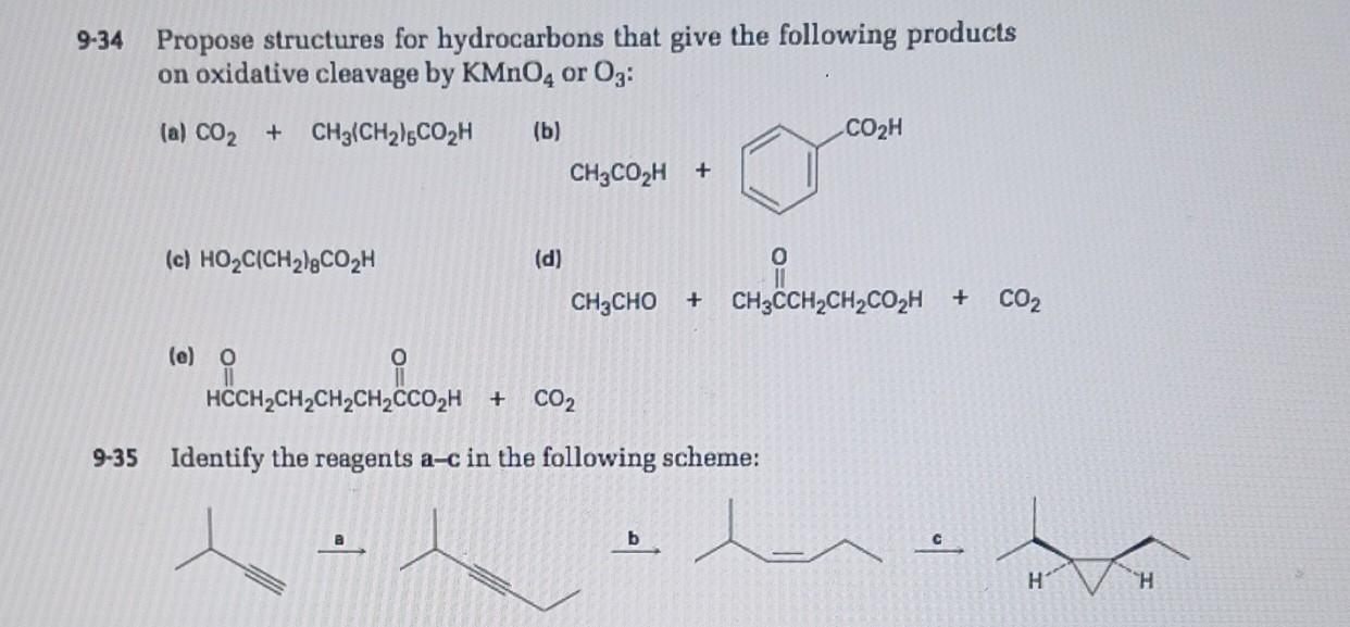 Solved 9-34 Propose structures for hydrocarbons that give | Chegg.com