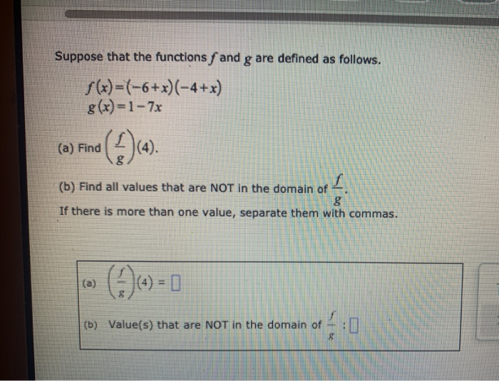Solved Suppose That The Functions F And G Are Defined As 3799