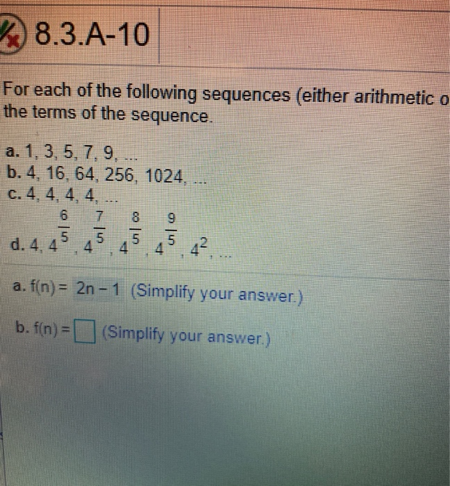 Solved 28.3.A-10 For each of the following sequences (either | Chegg.com