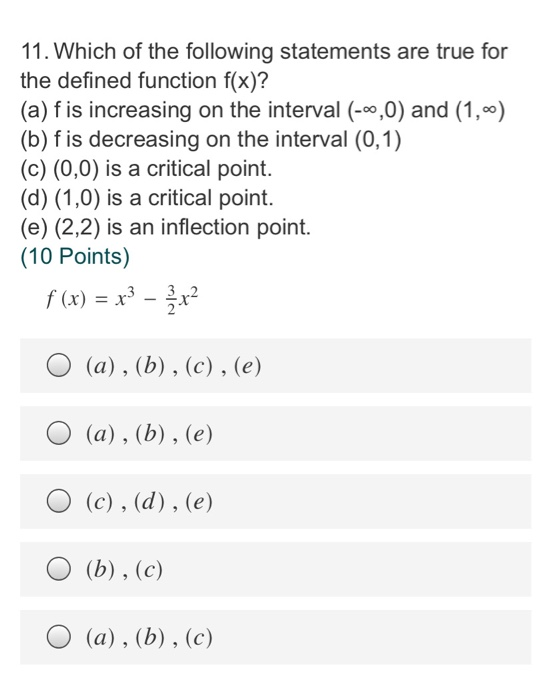Solved 11. Which of the following statements are true for | Chegg.com