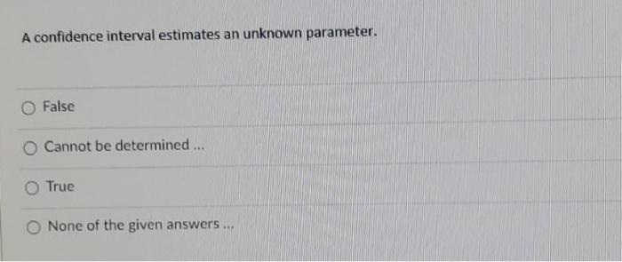 Solved A confidence interval estimates an unknown parameter. | Chegg.com