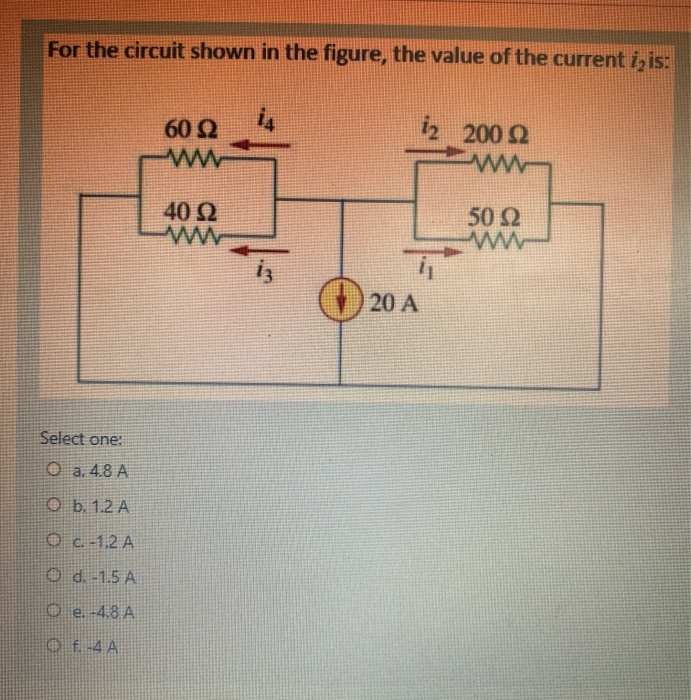 Solved For the circuit shown in the figure, the value of the | Chegg.com