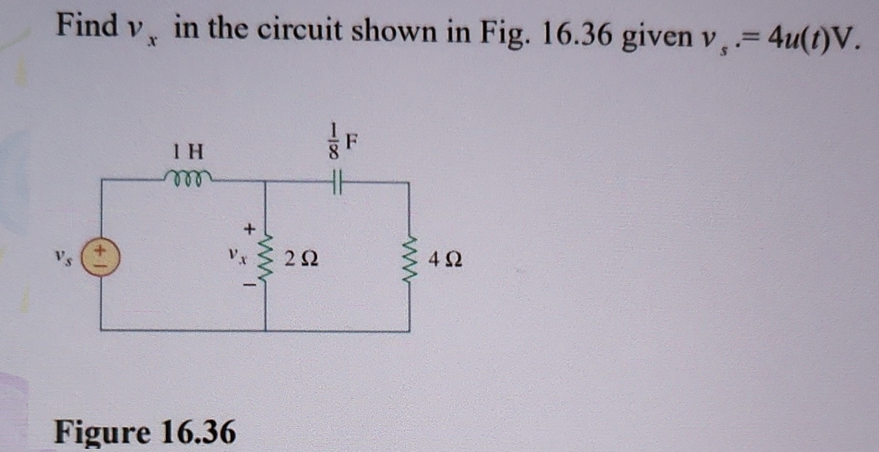 Solved Find vx ﻿in the circuit shown in Fig. 16.36 ﻿given | Chegg.com