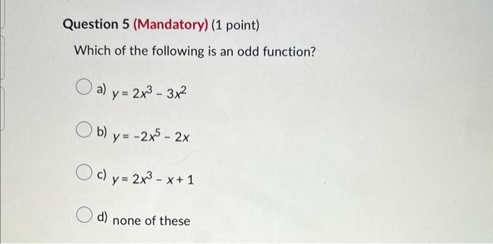 Solved Which of the following graphs represents an even | Chegg.com