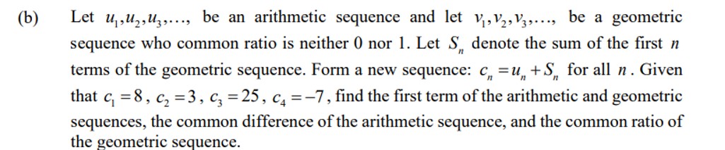 Solved (b) ﻿Let u1,u2,u3,dots, be an arithmetic sequence and | Chegg.com