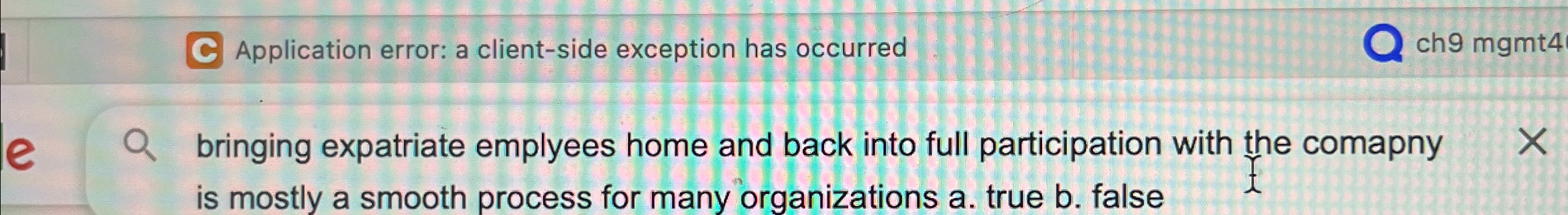 Solved Application error: a client-side exception has | Chegg.com