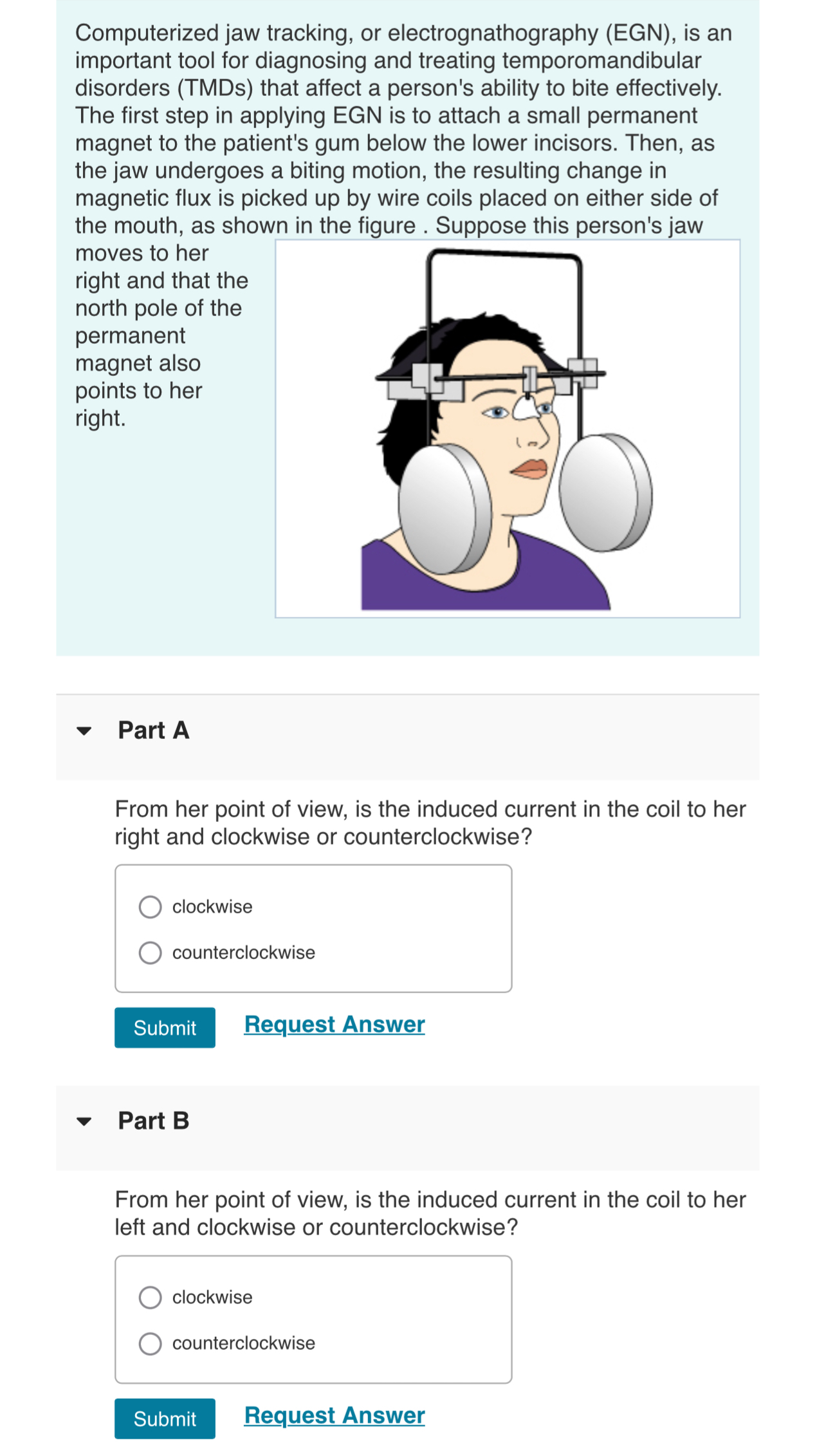 Solved Computerized jaw tracking, or electrognathography | Chegg.com