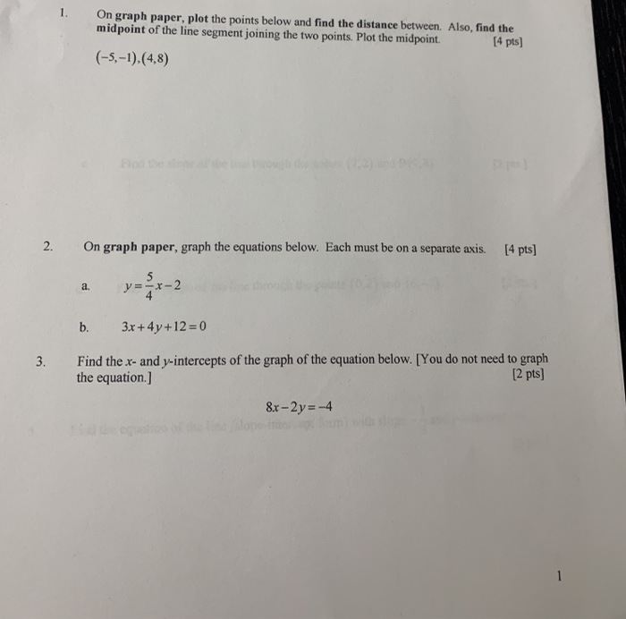 Solved 1. On graph paper, plot the points below and find the | Chegg.com