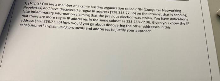 Solved 3) (10 pts) You are a member of a crime busting | Chegg.com