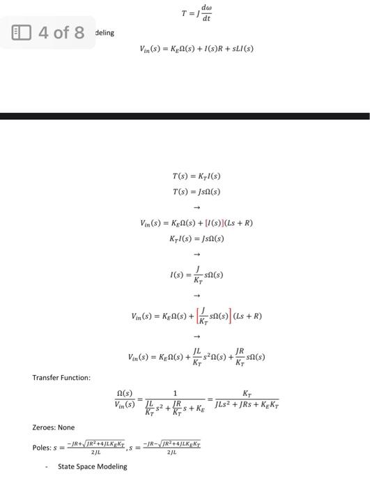 Solved please provide a state space model based on the | Chegg.com