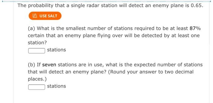 Solved The probability that a single radar station will | Chegg.com