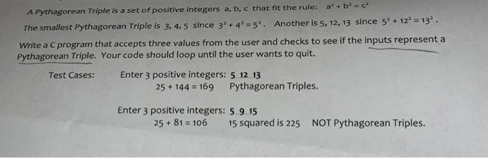 Solved Pythagorean Triple Set Positive Integers B C Fit R