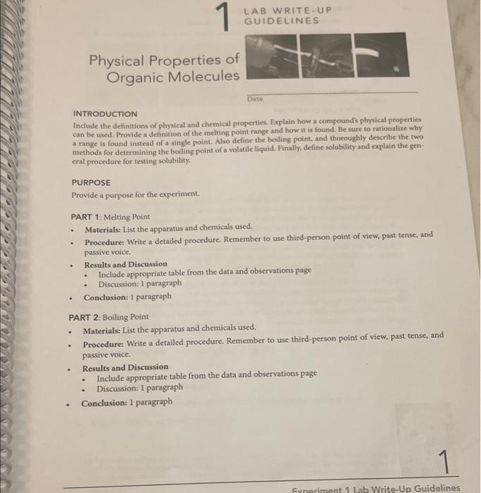 Solved L AB WRITEUP GUIDELINES Physical Properties of