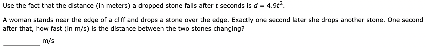 Solved Use the fact that the distance (in meters) ﻿a dropped | Chegg.com