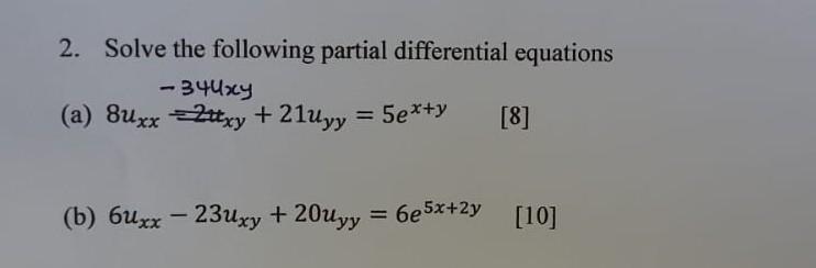 Solved 2. Solve the following partial differential equations | Chegg.com