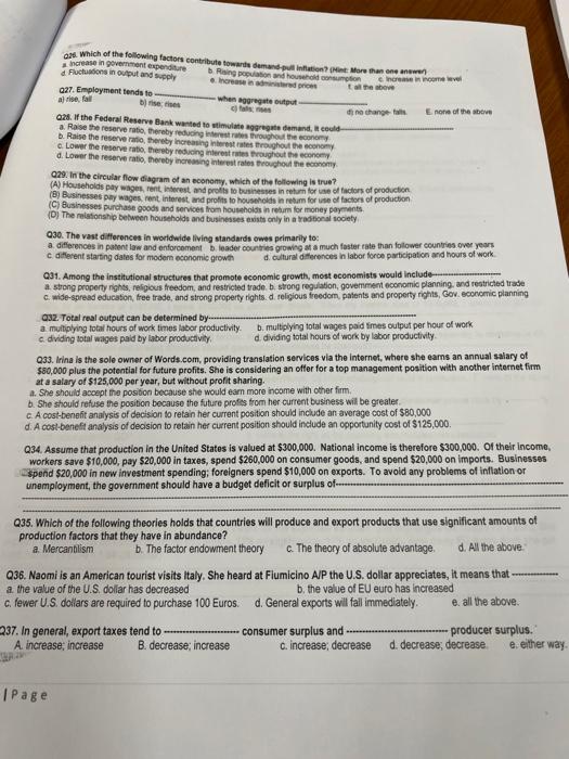 Solved 25 Which Of The Following Factors Contribute Tow