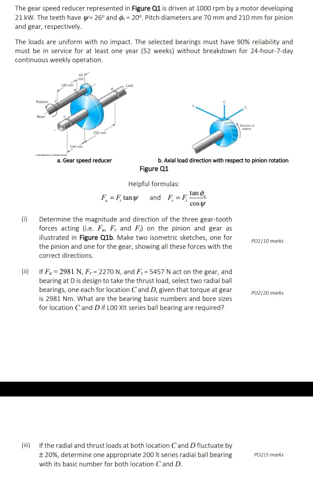 Solved The gear speed reducer represented in Figure Q1 is | Chegg.com