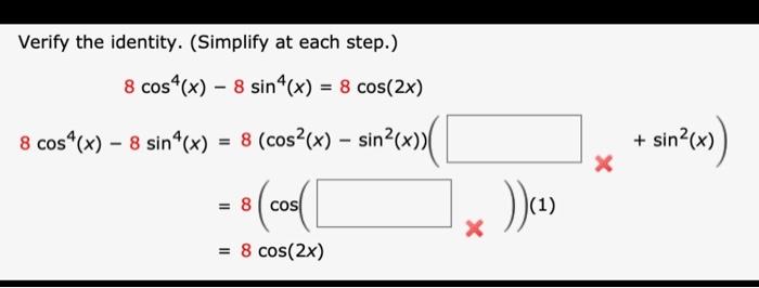 Solved Verify the identity. (Simplify at each step.) | Chegg.com