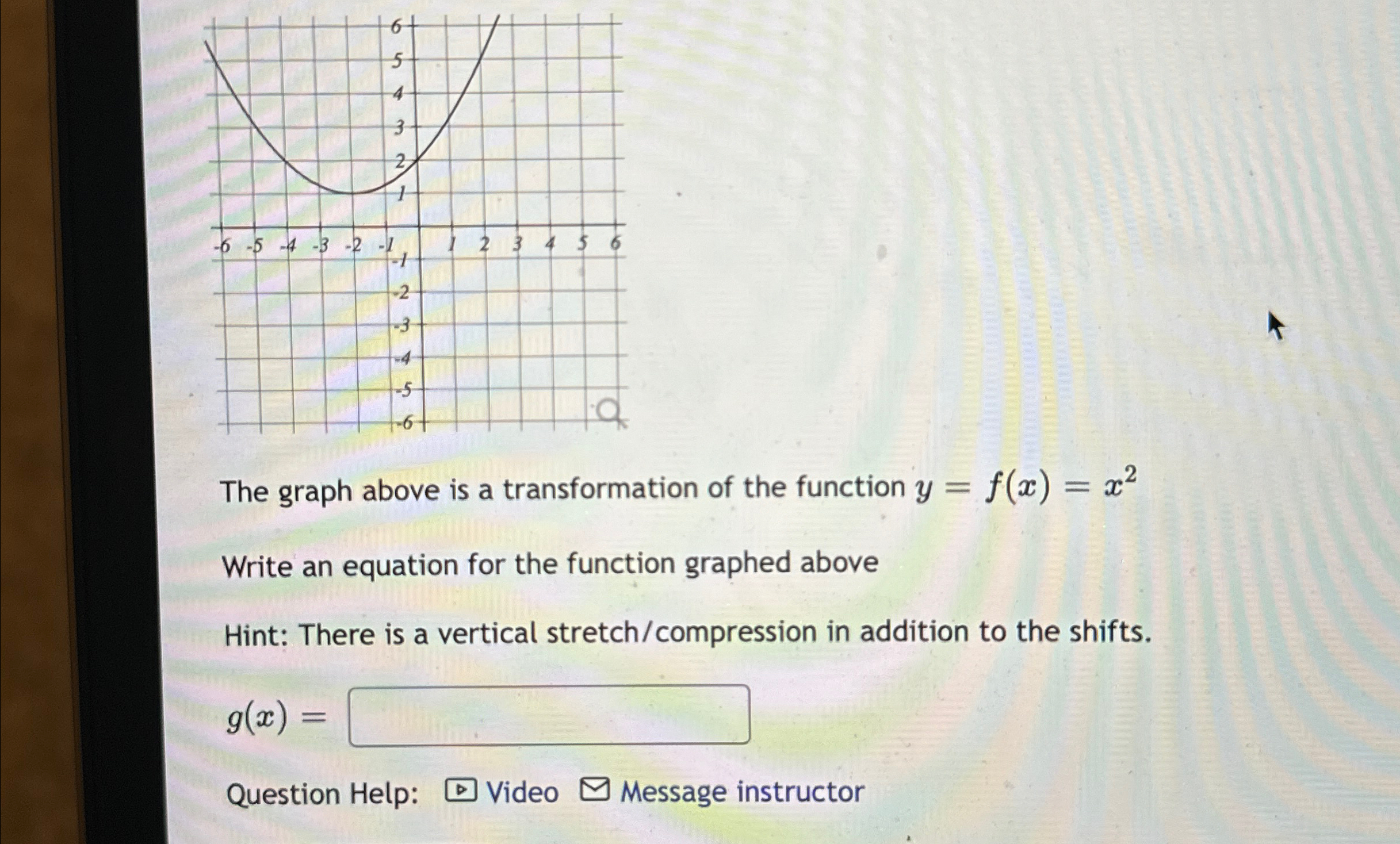 Solved The graph above is a transformation of the function | Chegg.com