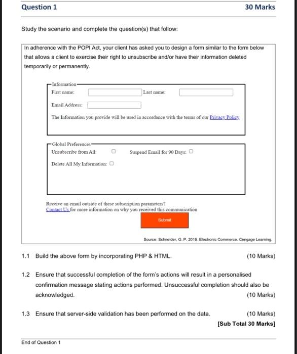 Solved Question 1 30 Marks Study the scenario and complete | Chegg.com