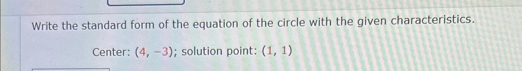 Solved Write the standard form of the equation of the circle | Chegg.com