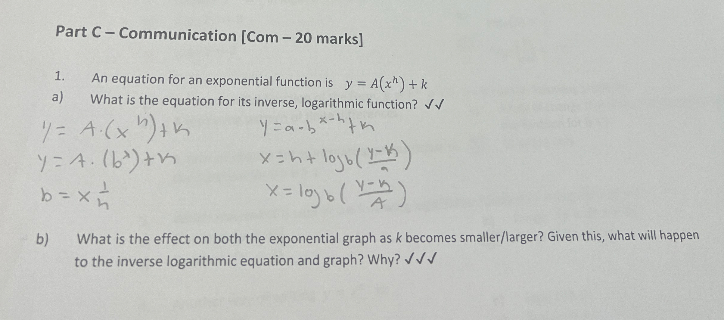 Solved Part C-Communication [Com - 20 ﻿marks]An equation for | Chegg.com