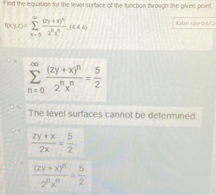 Solved Find the equation for the level surface of the | Chegg.com