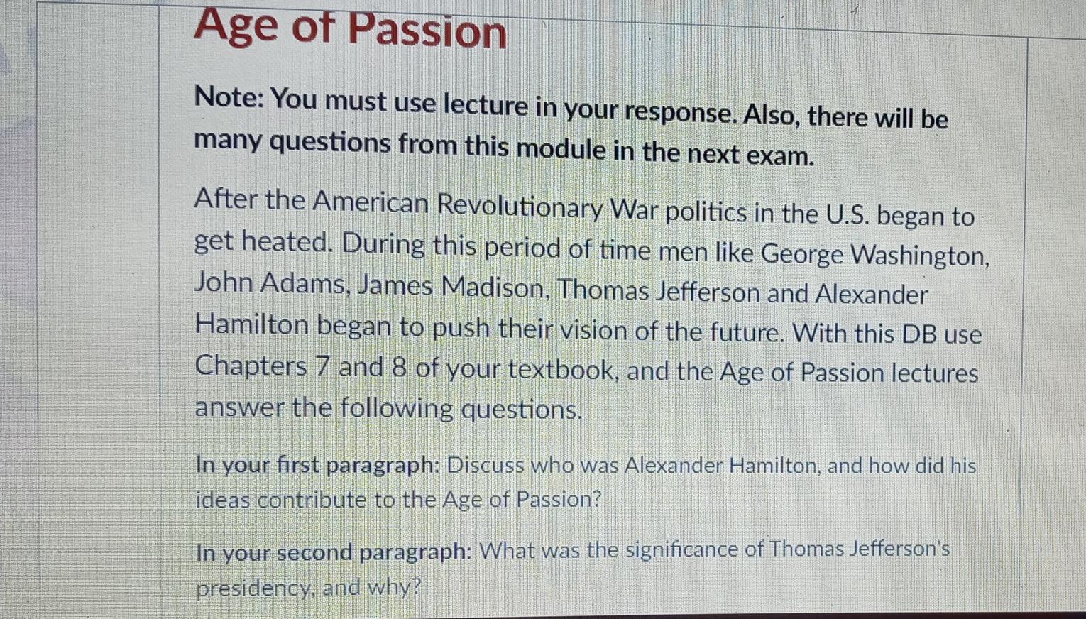 Alexander hamilton's response to john online adams