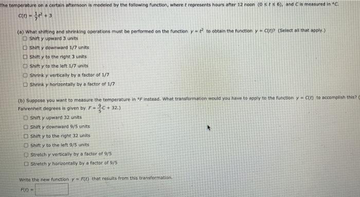Solved The temperature on a certain afternoon is modeled by | Chegg.com