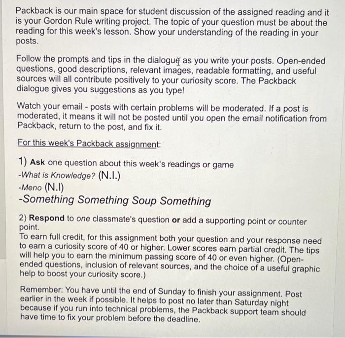 Packback is our main space for student discussion of | Chegg.com