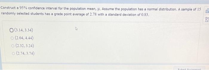 Solved Construct A 95% Confidence Interval For The | Chegg.com