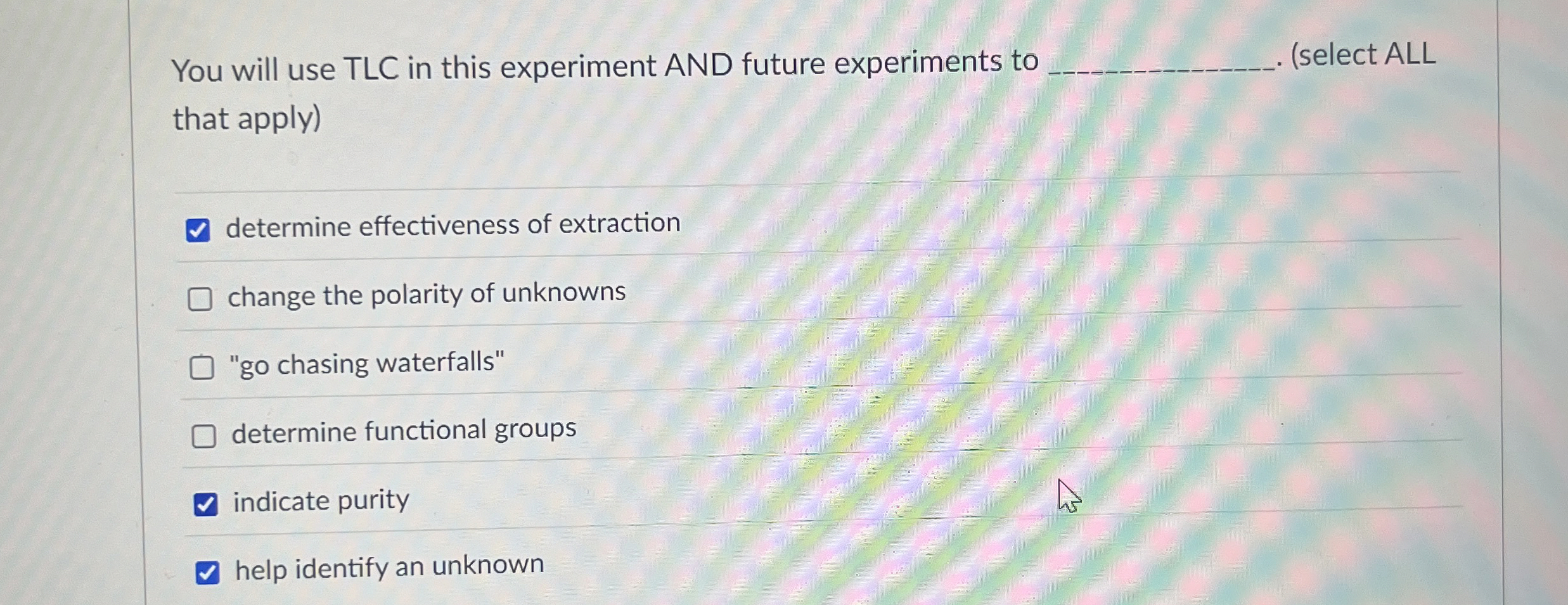 Solved You will use TLC in this experiment AND future