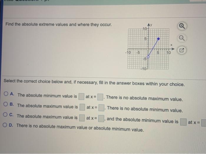 Solved Find the absolute extreme values and where they | Chegg.com