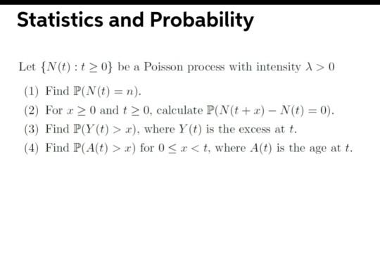 Solved Statistics And Probability Let N T T 0 Be A Poi Chegg Com