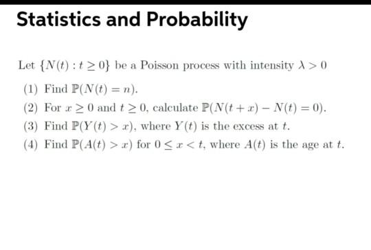 Solved Statistics And Probability Let N T T 0 Be A Poi Chegg Com