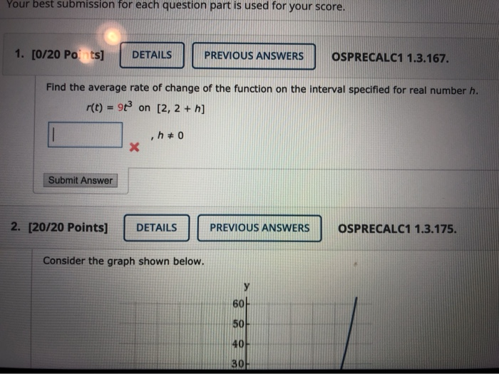 Solved Your best submission for each question part is used | Chegg.com